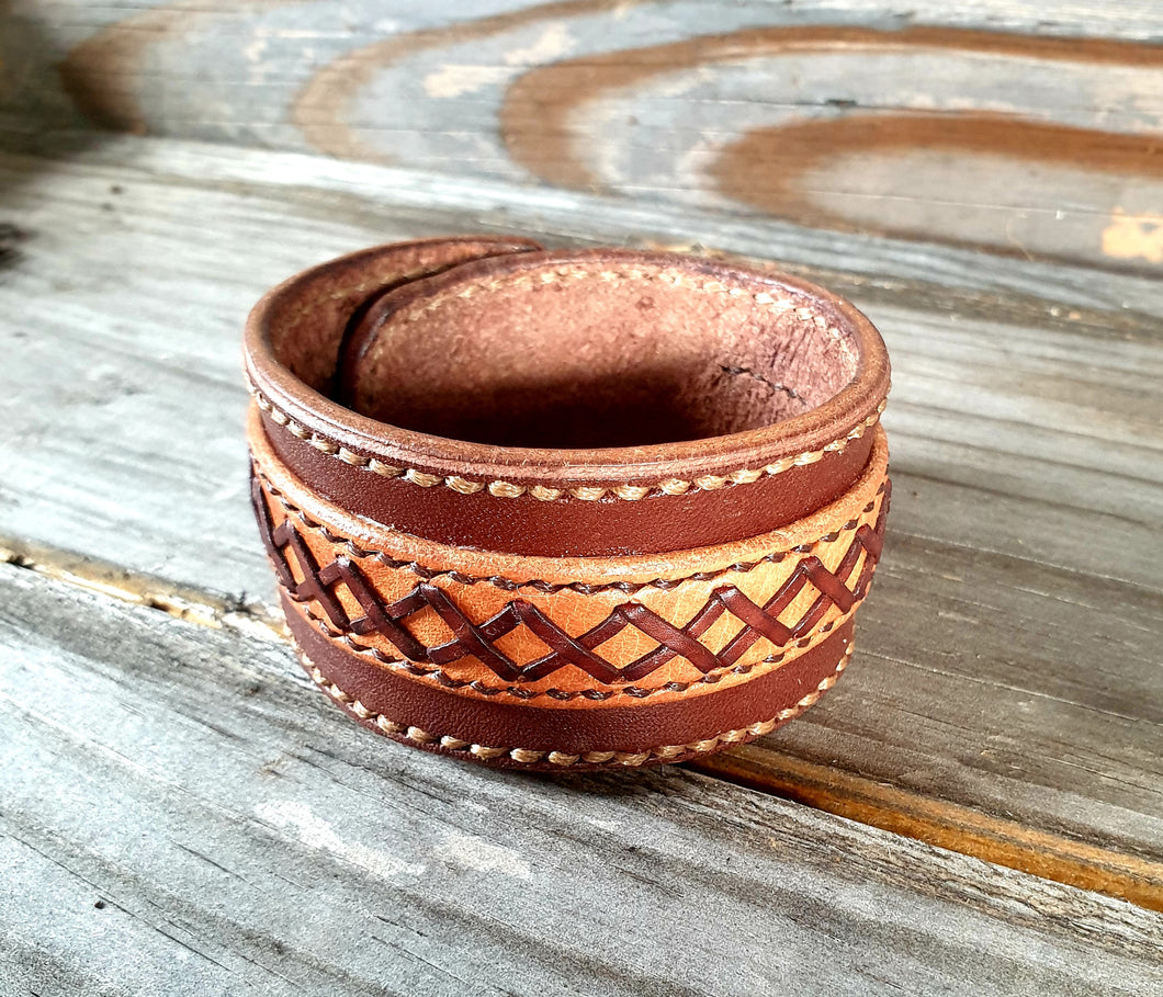 Mens/Womens Genuine Leather Cowboy Style Cuff - Adjustable