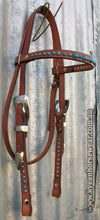 Load image into Gallery viewer, RED EARTH BLUE SKY LEATHER BRIDLE HEAD
